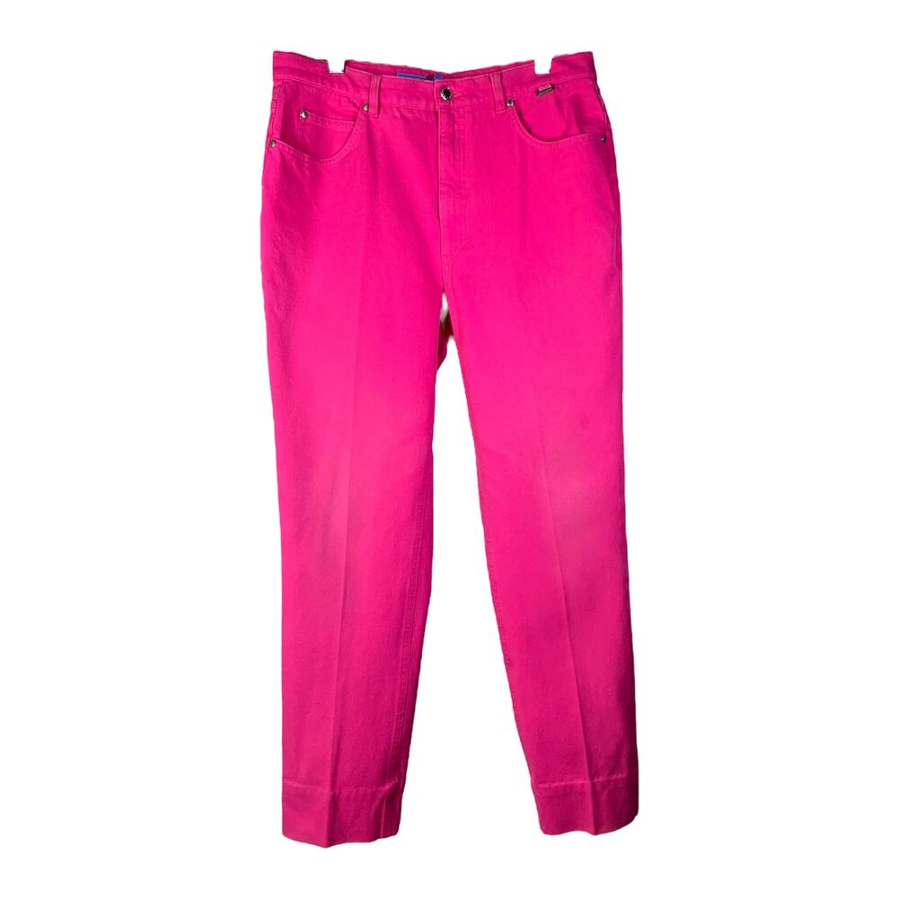 Escada Sport‎ Pants Womens 12 Magenta Straight Leg Cotton Jean High-Rise Stretch